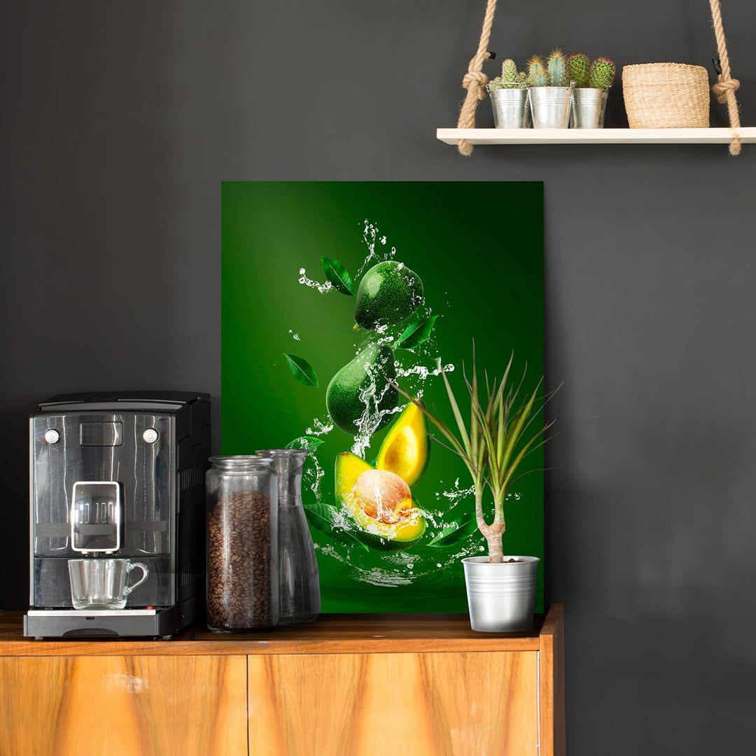 wandmotiv24 Obst & Gemüse als Leinwandbild, 60x45cm, Hochformat, Avocado, Grün, Gelb, Küche, Lebensm