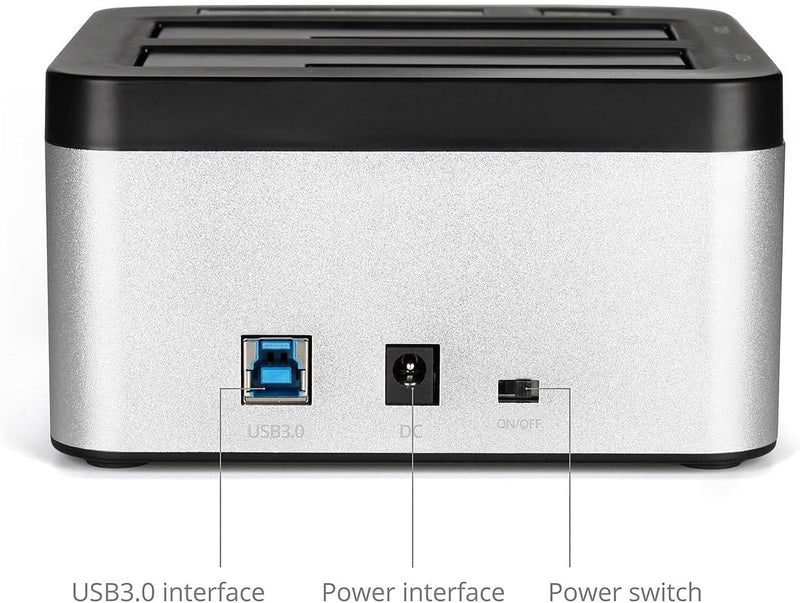 SALCAR USB 3.0 Offline Klon Docking Station mit 2 Einschüben, optimiert für HDD/SSD Festplatte, 2,5