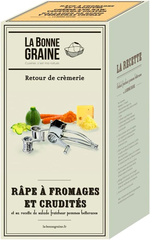 La Bonne Graine - Mühle zum Reiben von Käse und Rohkost mit 3 Trommeln aus Edelstahl - 3 Funktionen