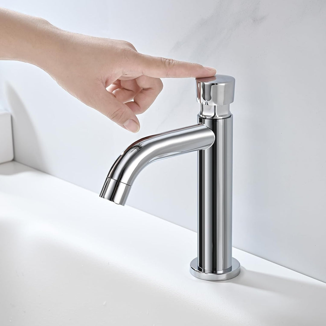 Zeitverzögerungsarmatur Kaltwasserhahn Gäste WC, Selbstschlussarmatur | Aus Edelstahl 304 mit Chromo