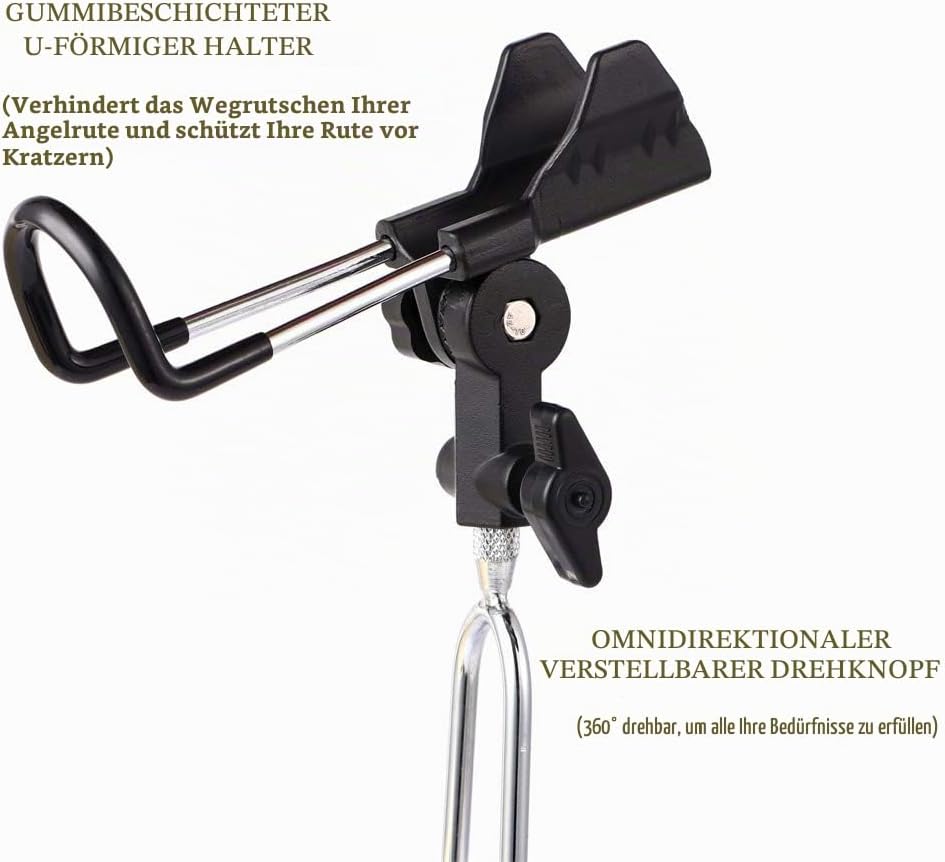 Croch 2 x Rutenhalter 360° Verstellbar Hallter für Angelruten Edelstahl Stark und Stabil Nue Version