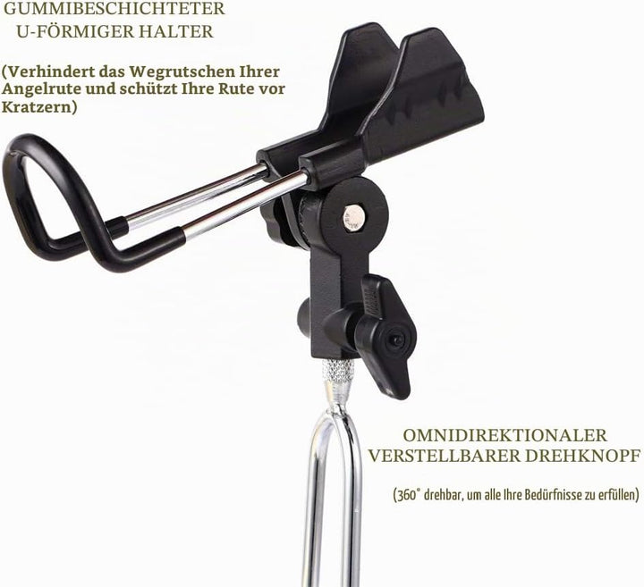 Croch 2 x Rutenhalter 360° Verstellbar Hallter für Angelruten Edelstahl Stark und Stabil Nue Version