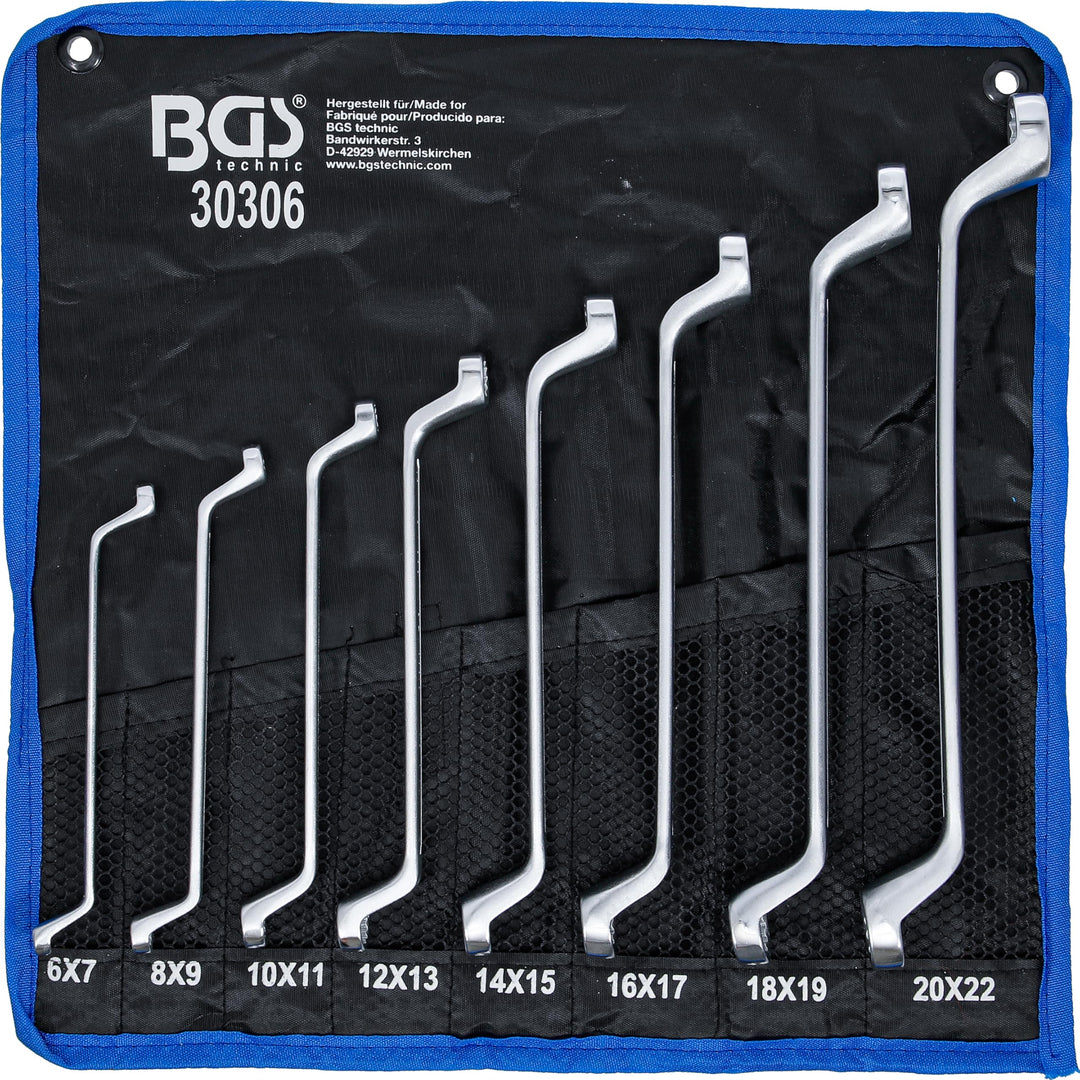 BGS 30306 | Doppel-Ringschlüssel-Satz | tief gekröpft | SW 6 x 7 - 20 x 22 mm | 8-tlg.