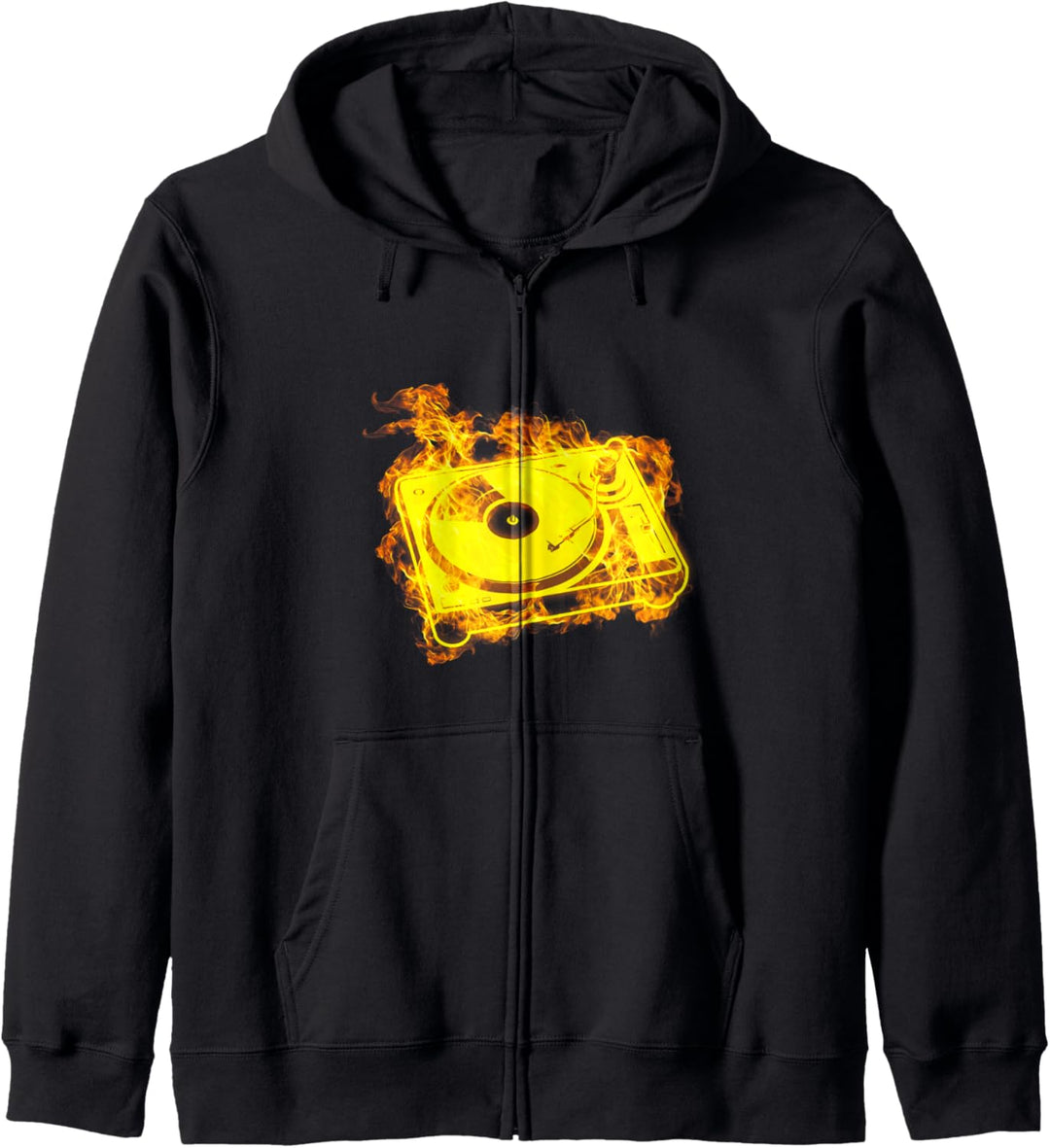 Feuer Retro DJ Turntable Flammen Musik Spieler DJ Kapuzenjacke