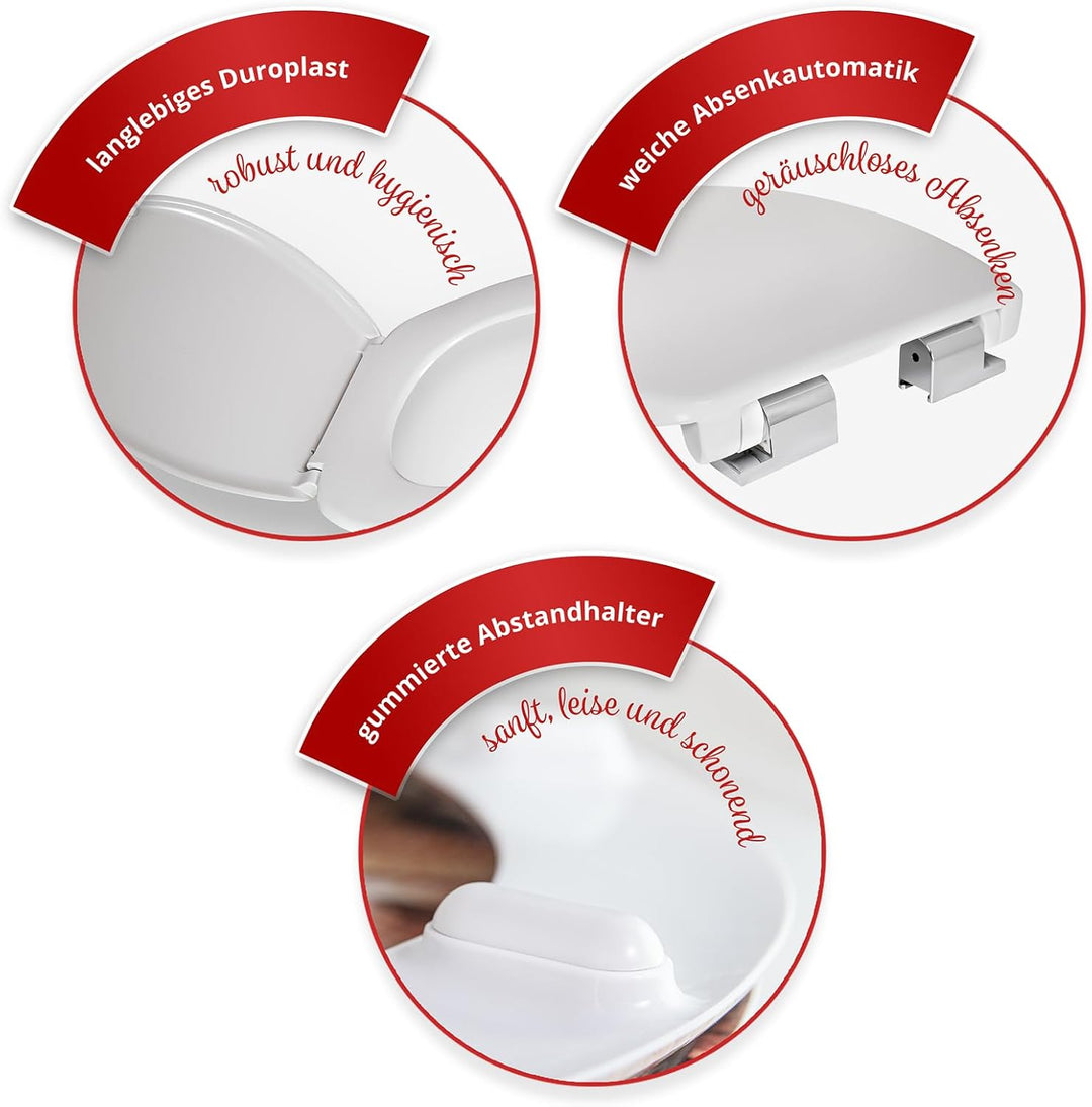 WC-Sitz mit Absenkautomatik Klo Brille &amp;Deckel Absenkbarer Toilettensitz und Klodeckel Klobrille und