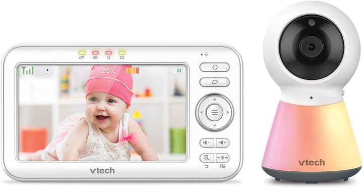 VTech VM5254 Babyphone mit Kamera 5 Zoll Video Baby Monitor, LCD-Farbbildschirm und Nachtsichtfunkti