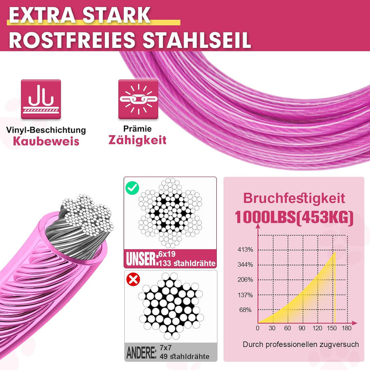 Snagle Paw Hochbelastbar Hofleine für grosse Hunde für den Garten 9m Reissfestigkeit 100 Pfund, Dreh