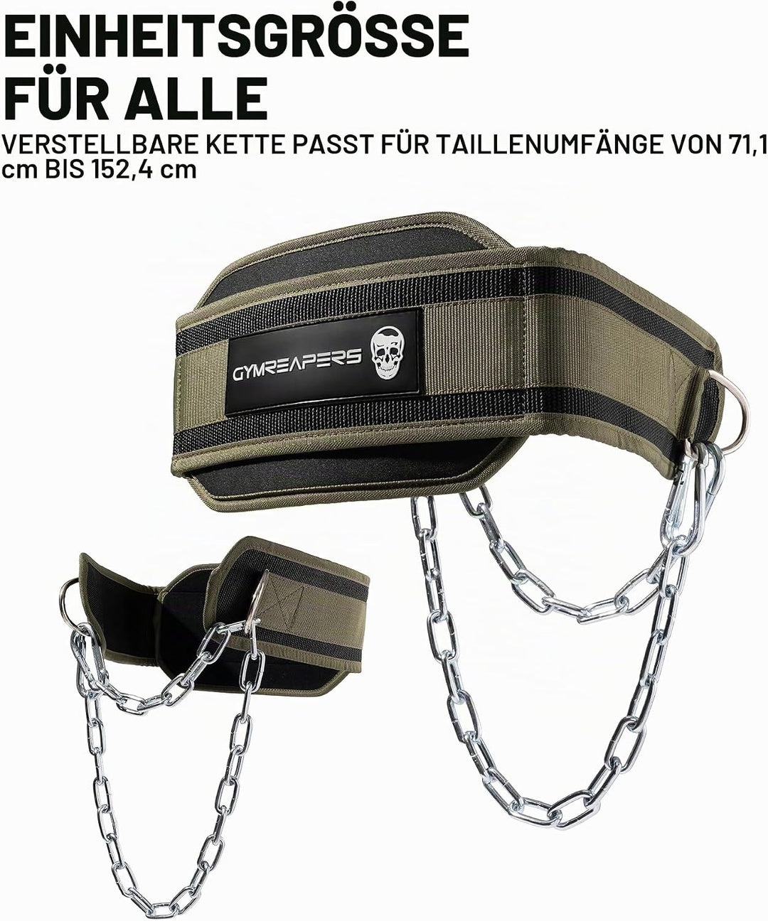 Gymreapers Dip-Gürtel mit Kette für Gewichtheben, Klimmzüge, Dips – robuste Stahlkette für zusätzlic