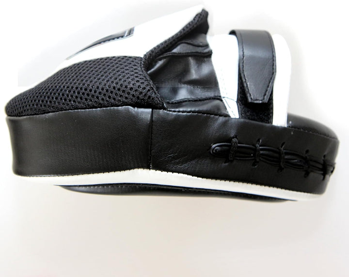 BAY Gel Leder Trainerpratzen mit Ergonomischer Handkontur, Schlagpolster für Kampfsport, Schwarz, 2e