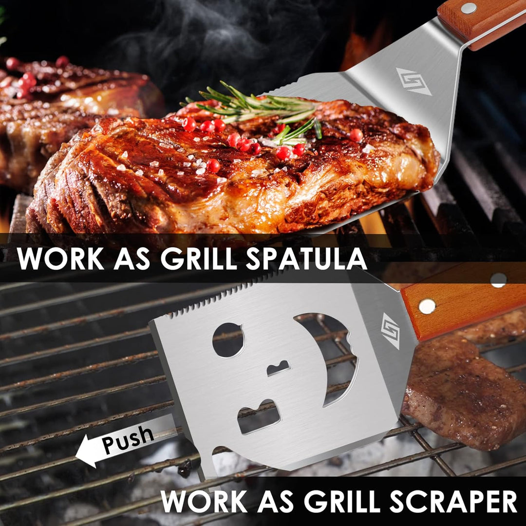 Grillspatel für Grill, 7-in-1-Grillwerkzeug für Grill,Multifunktion Grillwerkzeug, Papa-Geschenke, G