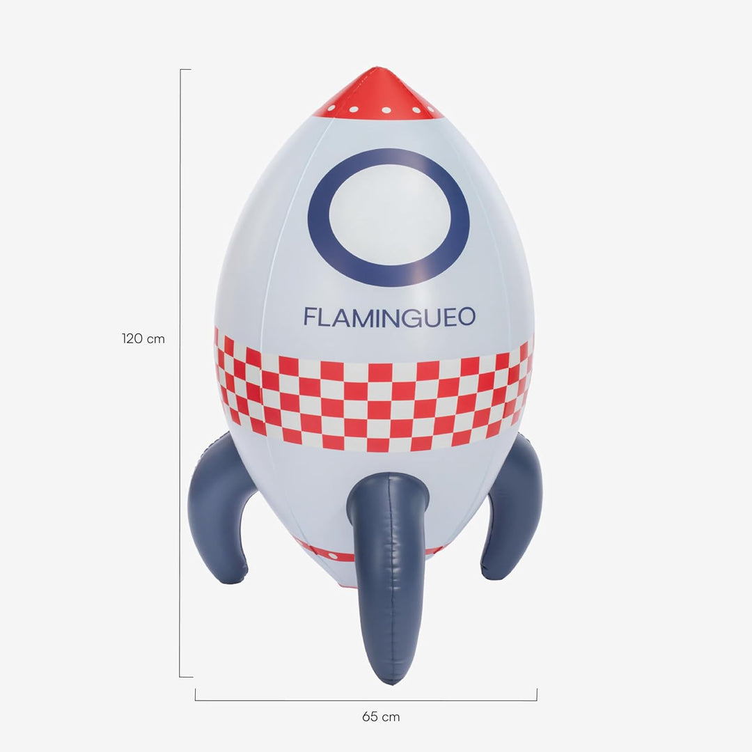 Flamingueo Aufblasbare Sprinkler für Kinder, Raketen-Design, Für den Garten | Strapazierfähiges PVC,