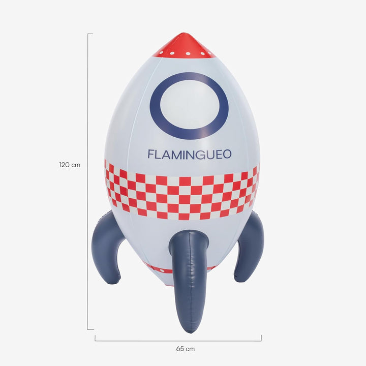Flamingueo Aufblasbare Sprinkler für Kinder, Raketen-Design, Für den Garten | Strapazierfähiges PVC,