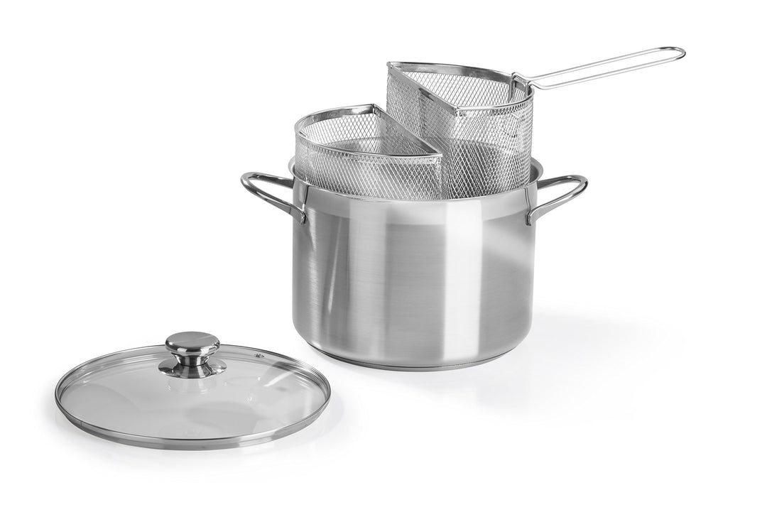 Barazzoni 421049524 Spaghetti-und Pastatopf mit Zwei Siebeinsätzen, ø 24 cm, Inhalt 7,25 l, Edelstah