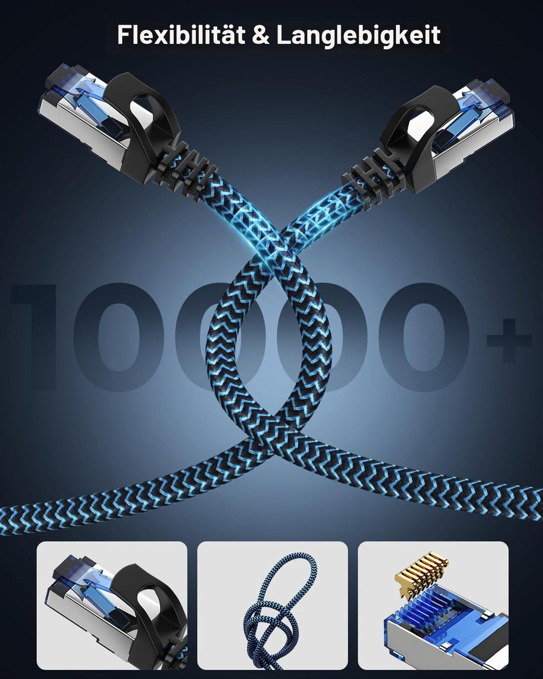 5 Stück 5x 3 meter LAN Kabel Netzwerkkabel CAT8 Ethernet Kabel, RJ45 Patchkabel 40Gbps 2000Mhz/s Gig