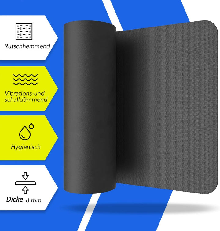 LILENO SPORTS Bodenschutzmatte - extra wiederstandsfähige Laufband Matte 8 mm Dicke - Fitness Unterl