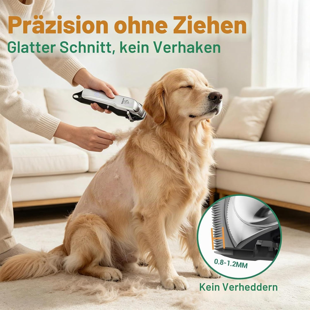 Profi Hundeschermaschine für langes und dickes Fell, leiser Hundehaarschneider mit LED-Display, kabe