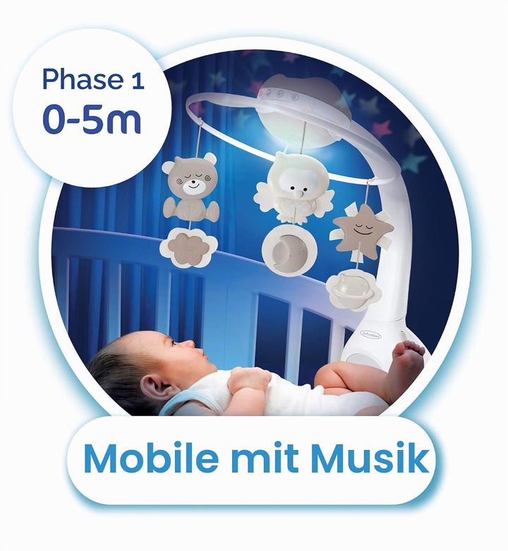 Infantino 3-in-1 Projektor Musik-Mobile, Umwandelbares Mobile, Lichtprojektor für Tisch & Kinderbett