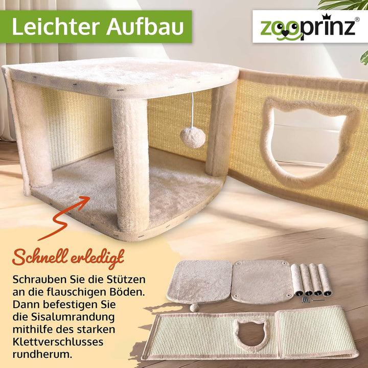 zooprinz Premium Katzenhaus – Katzenkorb für Katze – mit dicken Sisal Wänden an der Katzenbox – Höhl