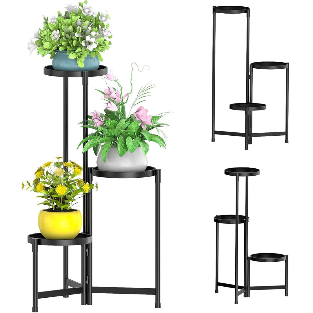 Blumenständer Metall mit 3 Ebenen, Pflanzenständer Metall mit 10 Zoll breiter Tablett, Platzsparende