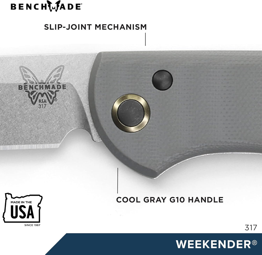 Benchmade Weekender 317 Cool Grey G10 - Stonewash Finish, Cool Grey G10 - Stonewash Finish