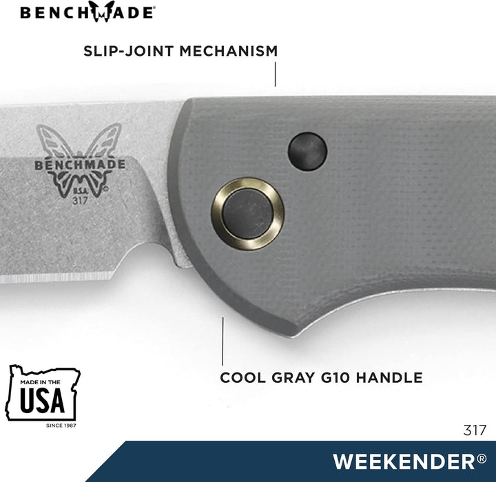 Benchmade Weekender 317 Cool Grey G10 - Stonewash Finish, Cool Grey G10 - Stonewash Finish