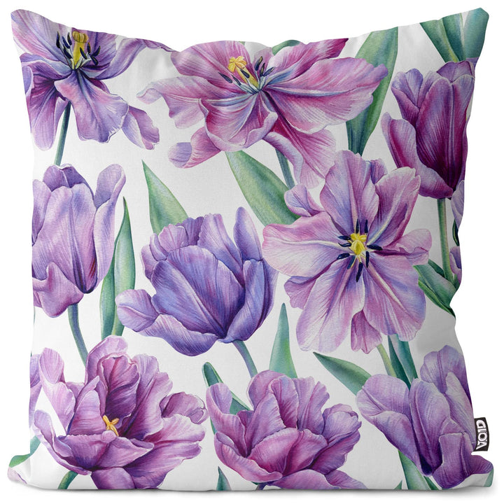 VOID Lila Blumen Blumenmuster 80x80 Kissenhülle Polyester Zierkissen Couchkissen Ostern Osterdeko De