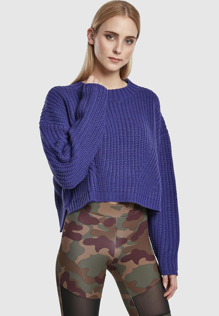 Urban Classics Ladies Wide Oversize Sweater Frauen Strickpullover schwarz Basics, Streetwear XS Gros