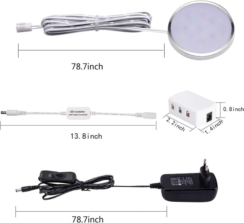 LABOREDUCER Dimmbar Unterschrank Beleuchtung Küche, 12V 6 Stück Schrankbeleuchtung mit Fernbedienung