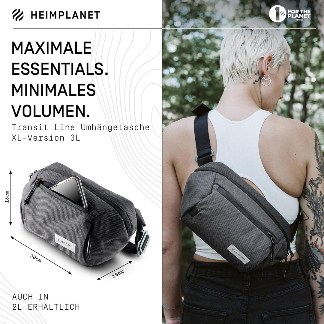 HEIMPLANET Original | Transit Line Sling Pocket XL | Wasserfeste Hüfttasche aus hochwertigem DYECOSH