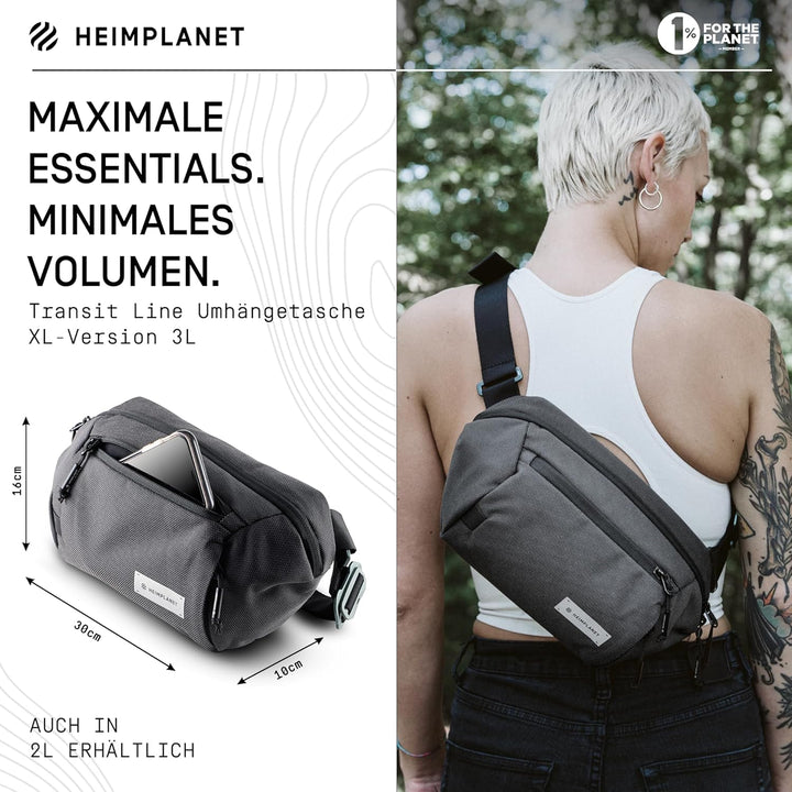HEIMPLANET Original | Transit Line Sling Pocket XL | Wasserfeste Hüfttasche aus hochwertigem DYECOSH