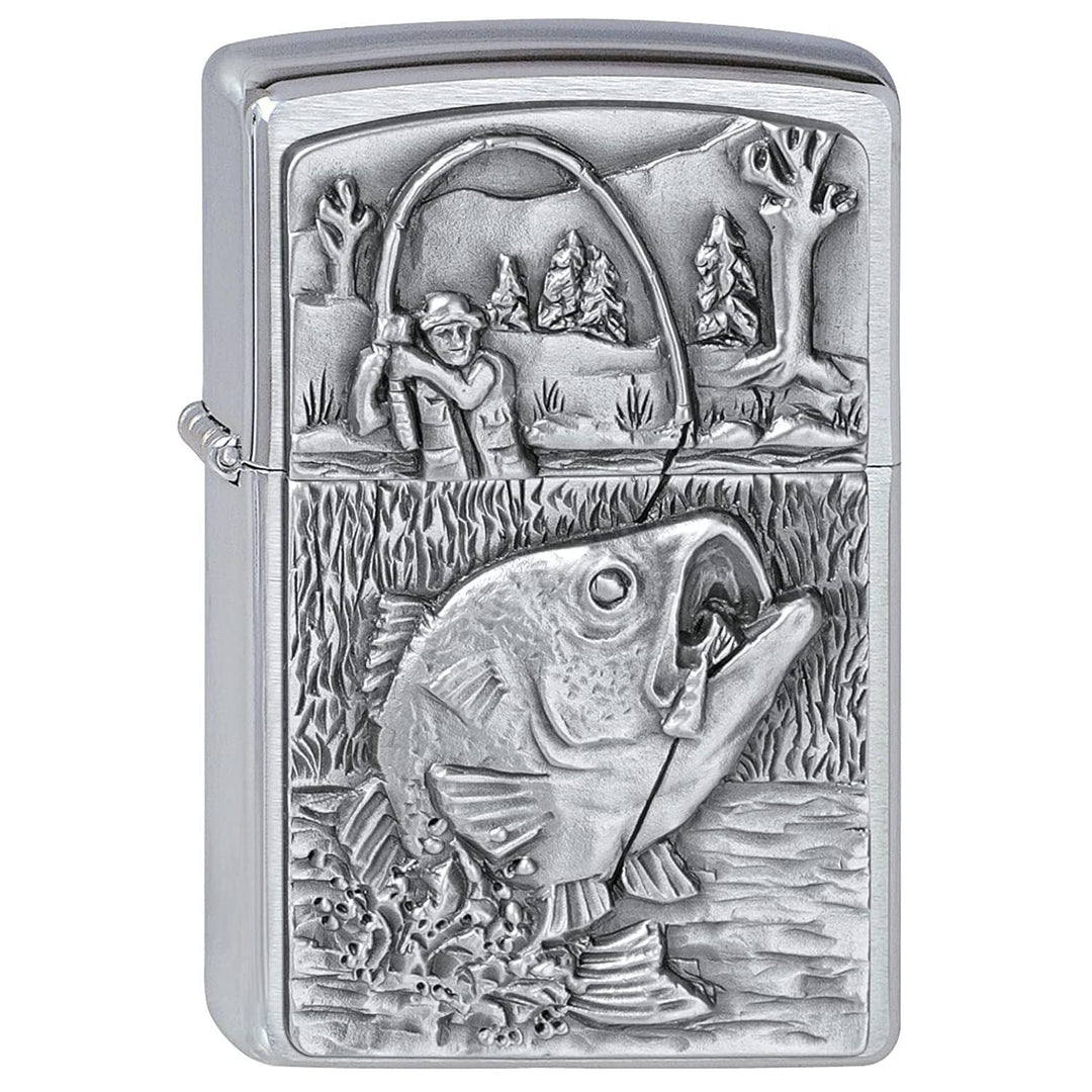 Zippo Feuerzeug 2000407 Bass Fishing Emblem Benzinfeuerzeug, Messing, Bass Fishing