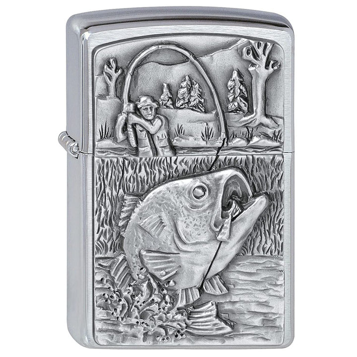 Zippo Feuerzeug 2000407 Bass Fishing Emblem Benzinfeuerzeug, Messing, Bass Fishing