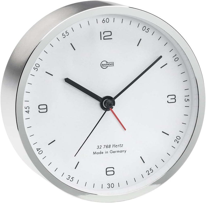 Barigo 601 Tisch Wanduhr mit Alarm Messing vernickelt stellen hängen Marine Mounting 104mm