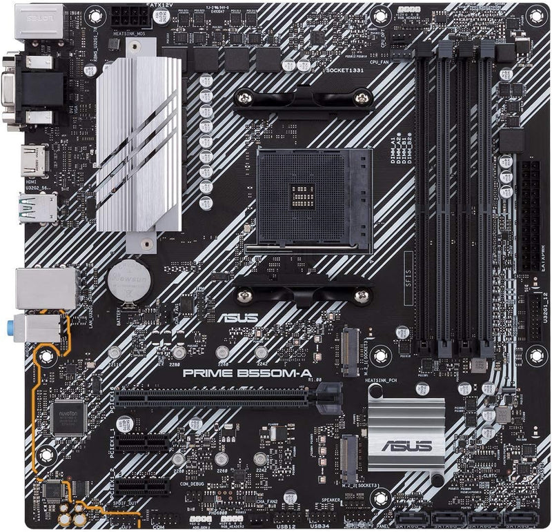 ASUS Prime B550M-A CSM Mainboard Sockel AM4 (Micro ATX, Ryzen, PCIe 4.0, 2X M.2, 1Gbit/s-Ethernet, W