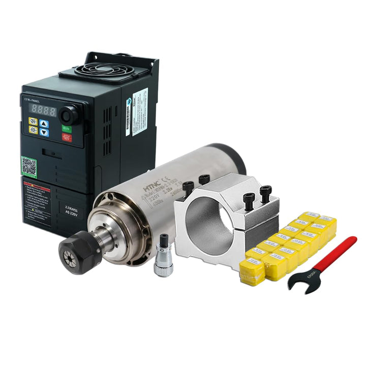 2.2KW Luftgekühlte Spindelmotor Set mit Frequenzumrichter, 80mm Halterung & ER20 Collet Set, 24000RP