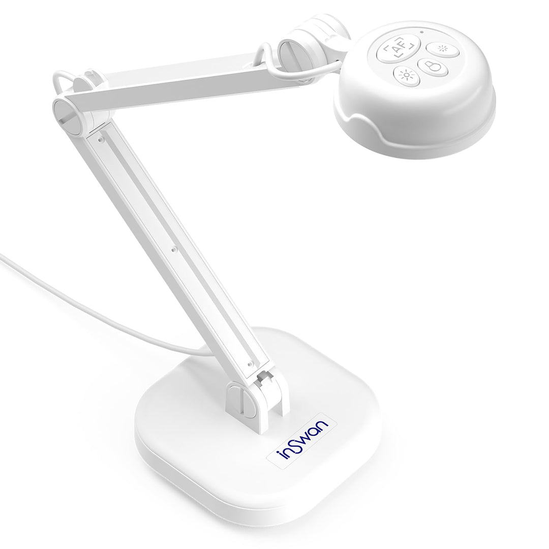 INSWAN INS-1 8MP Hochauflösende USB Dokumentenkamera und Visualizer - Autofokus, LED-Licht & Mikrofo