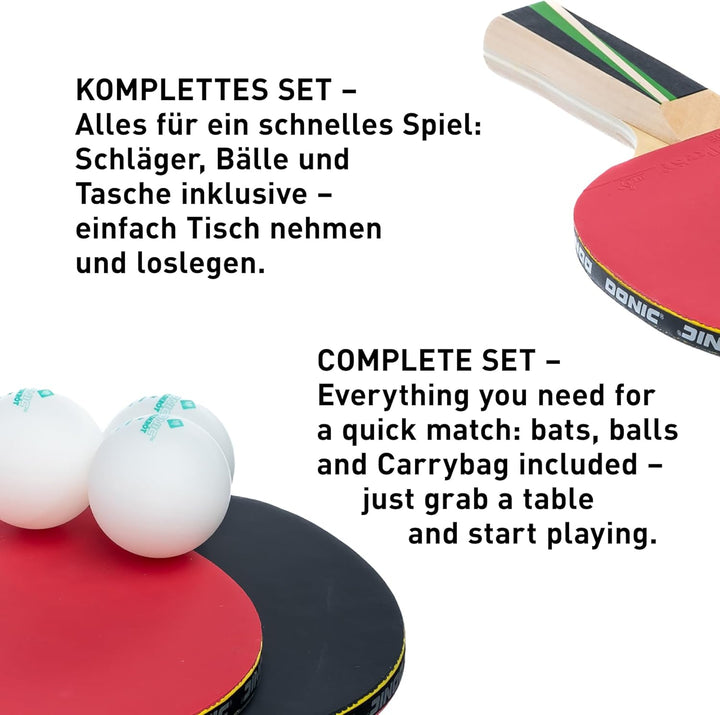 Donic-Schildkröt Tischtennis-Set Top Teams 400, 2 Schläger, 3 Bälle in guter 1* Qualität, in wertige