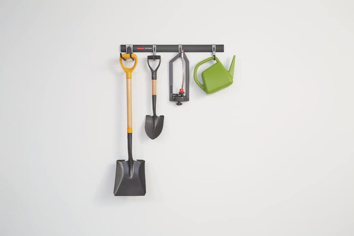 Rubbermaid FastTrack Garagenaufbewahrungshaken, 5 Stück, All-in-One Schienenhaken-Set und Werkzeug-O