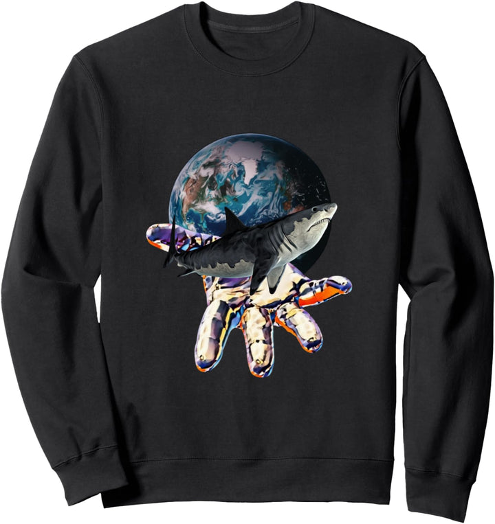 Weisser Hai Motiv Haie Raubfisch Zähne Rückenflosse Hai Sweatshirt