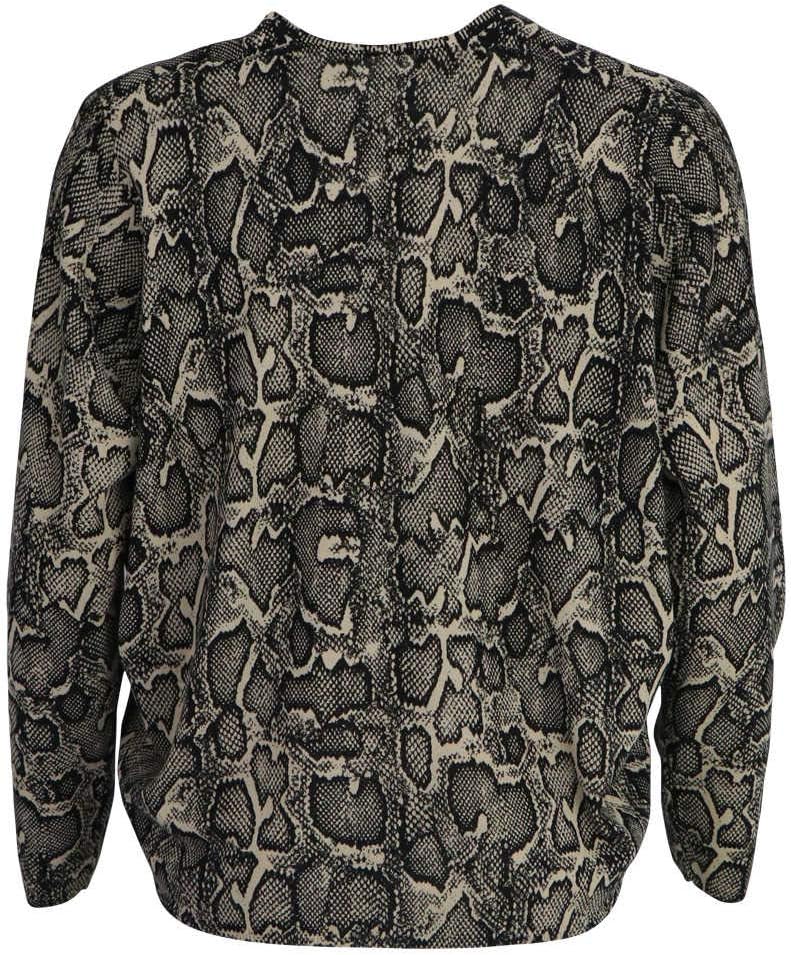 Drykorn Langarm Pullover Simony V-Ausschnitt Cropped Reptil schwarz Grösse S