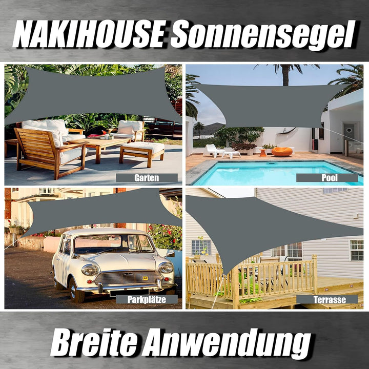Sonnensegel Wasserdicht 4x5m Rechteckig Premium PES Polyester Sonnenschutz Windschutz Segel 98% UV-S