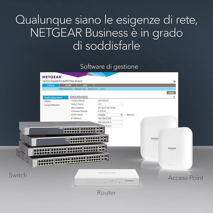 Netgear GS108E Managed Switch 8 Port Gigabit Ethernet LAN Switch Plus (Netzwerk Switch Managed, VLAN