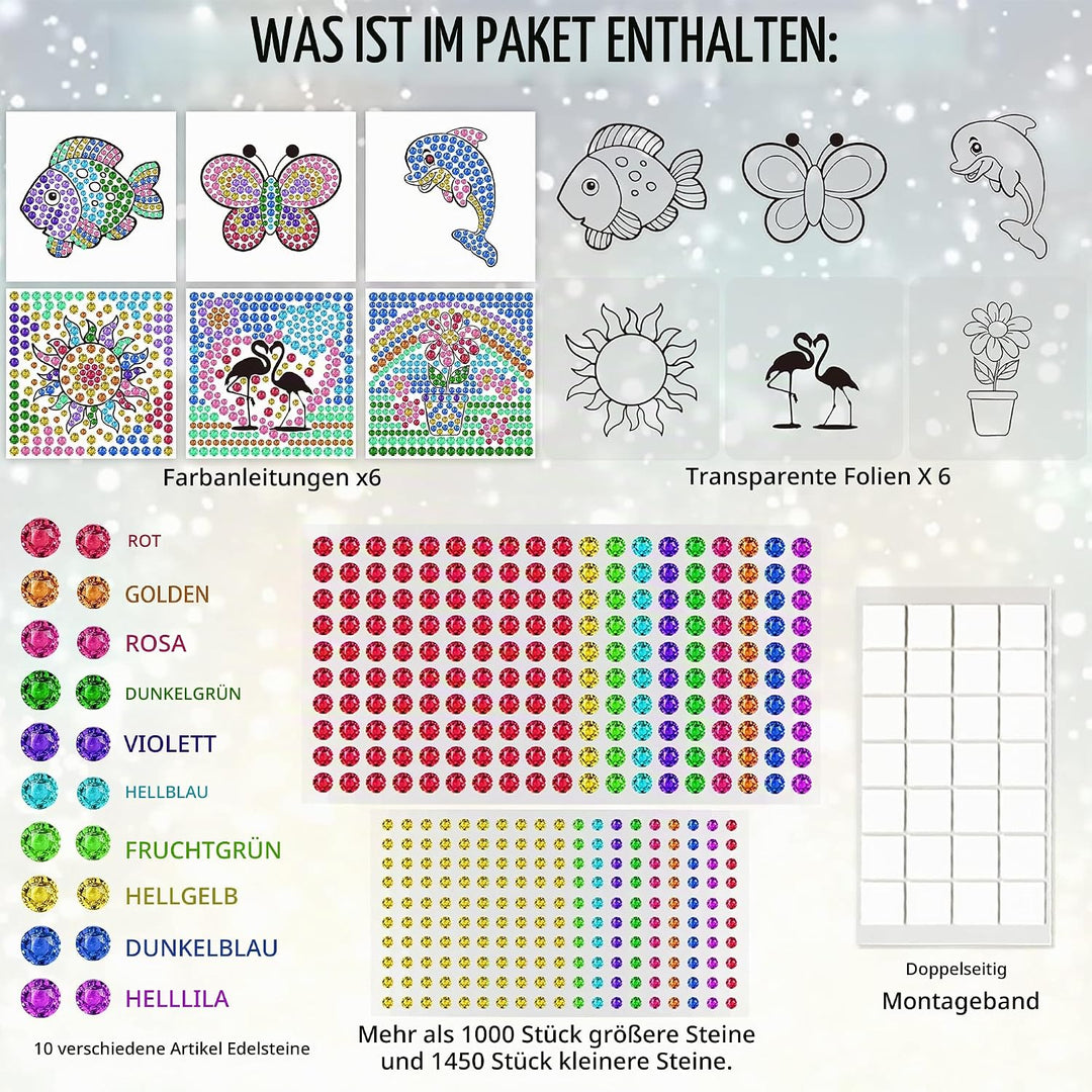 6 Stück Sonnenfänger Kits für Kinder Alter 6 7 8 9 10,DIY Diamant Malerei Kit Schmetterling Sonnenbl