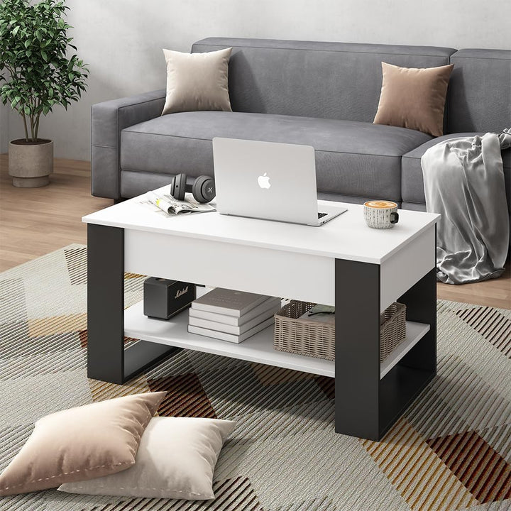 Vicco Couchtisch Lifto, Weiss/Anthrazit, 92 x 51 cm mit Liftfunktion, Weiss/Anthrazit