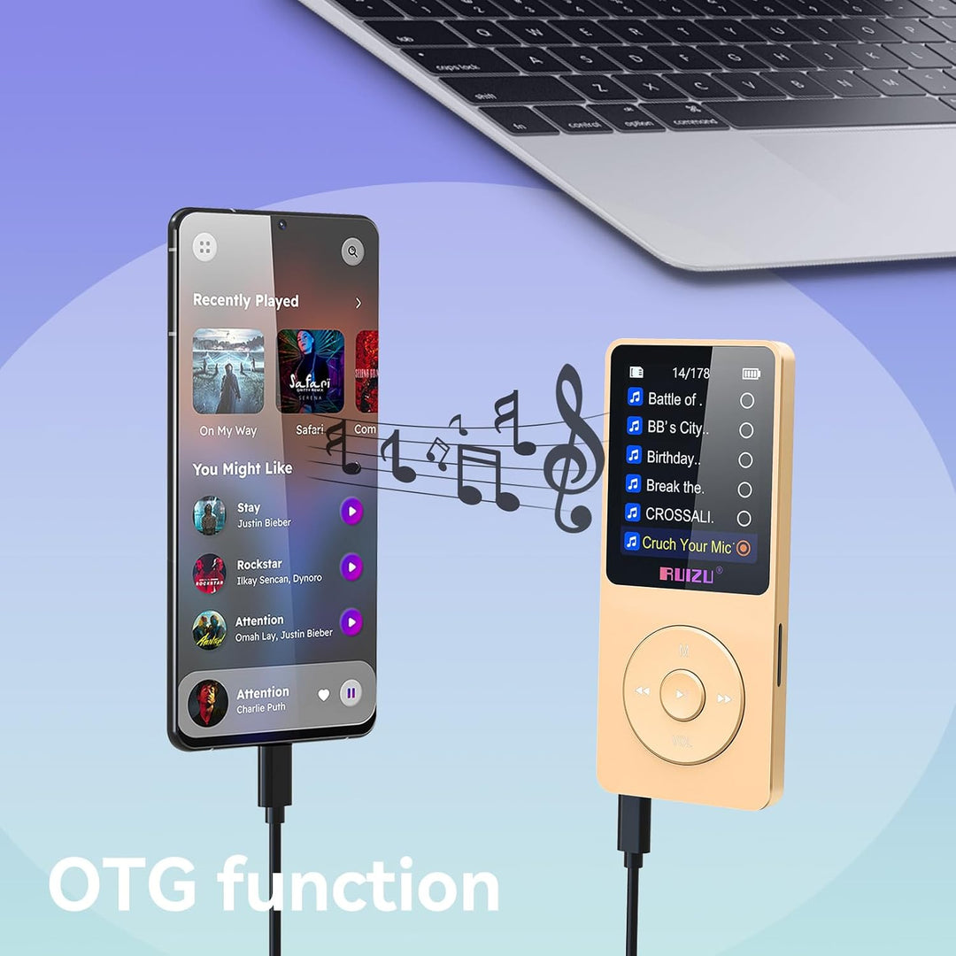 64GB MP3 Player with Bluetooth 5.3, 1.8" Screen Portable Music Player, FM Radio, Voice Recording, EB