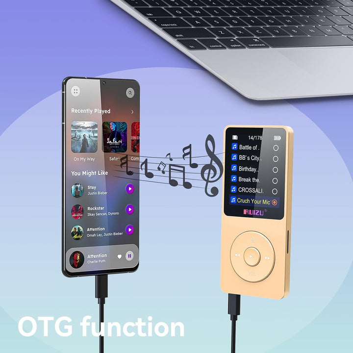 64GB MP3 Player with Bluetooth 5.3, 1.8" Screen Portable Music Player, FM Radio, Voice Recording, EB