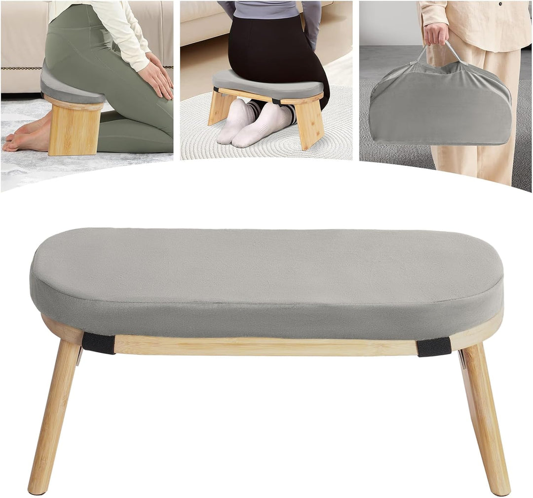 BAOCHADA Meditationsbank – Klappbare Ergonomische Bambus-Meditationsbank mit Bequemem Kissen, zum Kn