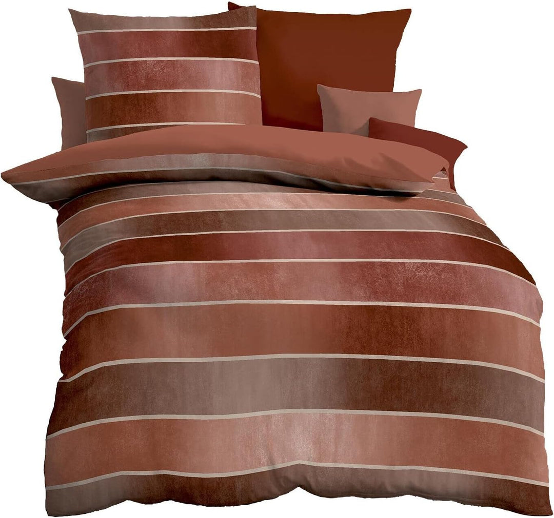 Kaeppel Mako-Satin Bettwäsche Timeless Terra, 1 Bettbezug 155 x 220 cm + 1 Kissenbezug 80 x 80 cm Te