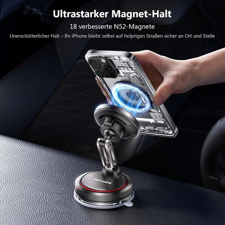 SYNCWIRE Magnetische Auto Handyhalterung für MagSafe [2-Achsen Design], Nano Klebegel + Saugnapf für