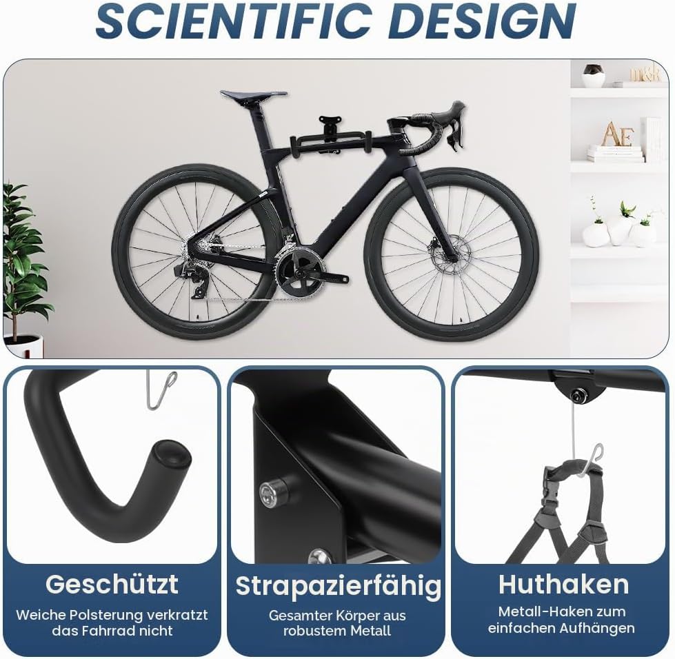 Fahrrad Wandhalterung Fahrradständer, Winkel und Wandabstand Einstellbar Fahrradhalterung Wand, Falt